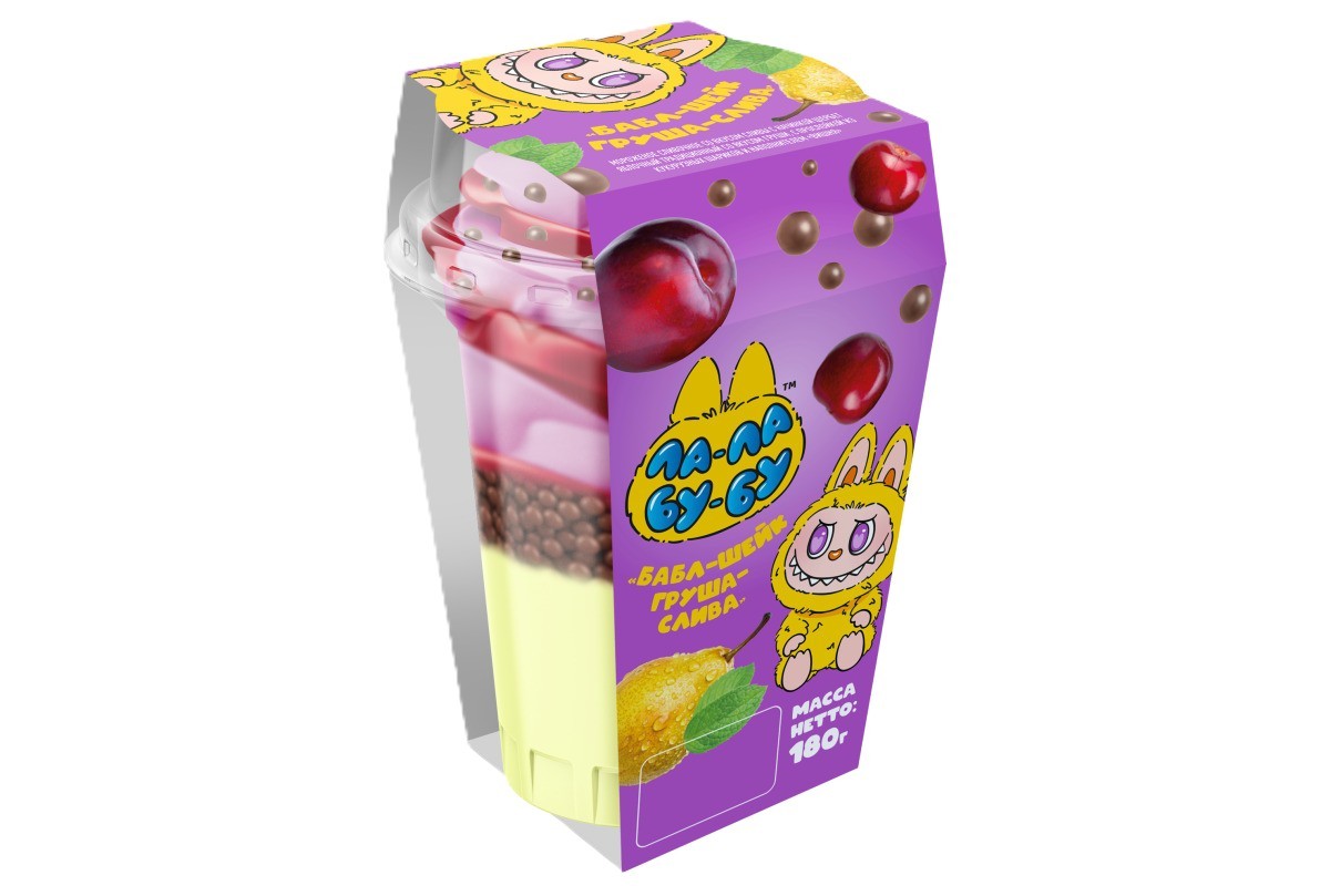 Мороженое ЛА-ЛА БУ-БУ Бабл-шейк груша слива бзмж 180г