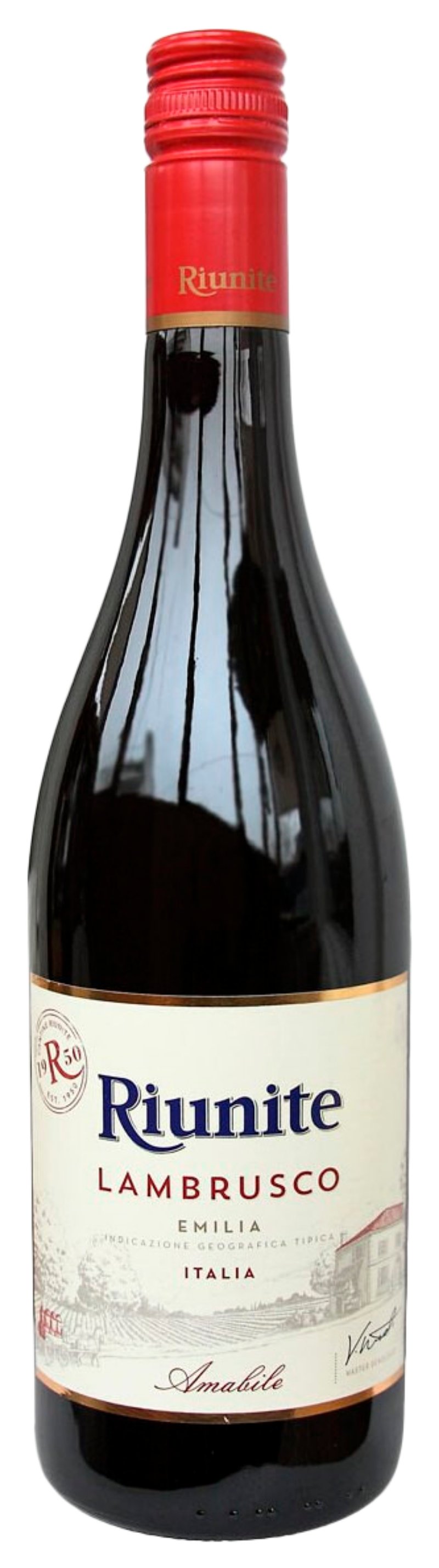 Игристое вино РИУНИТЕ Ламбруско Эмилия красное п/сл 8% ст/б 0.75л