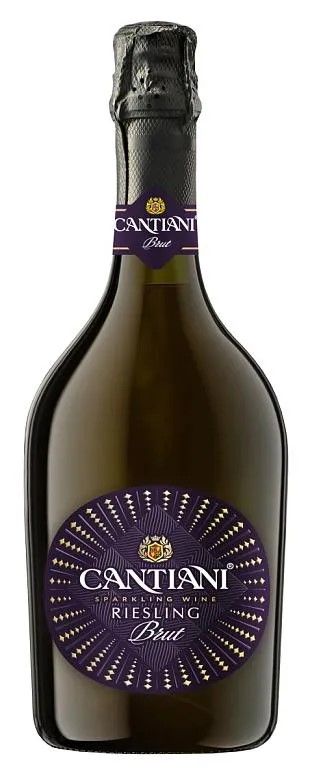 Игристое вино КАНТИАНИ Рислинг Рейнский белое брют 12% ст/б 0.75л