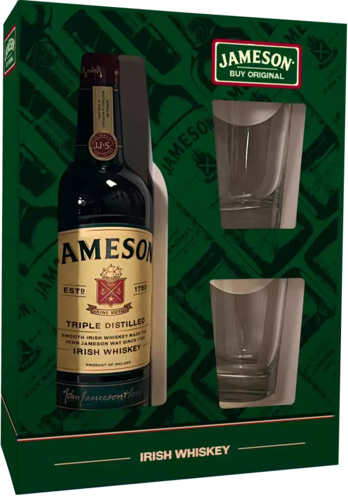 Виски ДЖЕМЕСОН 40% ПК 0.7л+2 стакана