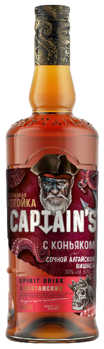 Настойка КАПИТАНСКИЙ с коньяком и вишней 30% ст/б 0.5л
