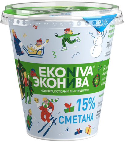 Сметана ЭКОНИВА бзмж 15% 300г