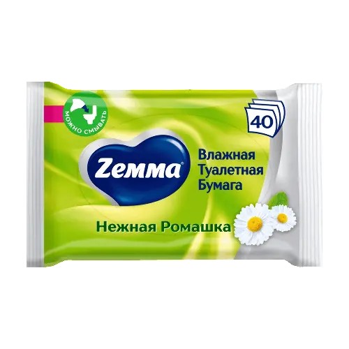 Влажная туалетная бумага ЗЕММА Нежная ромашка 40шт