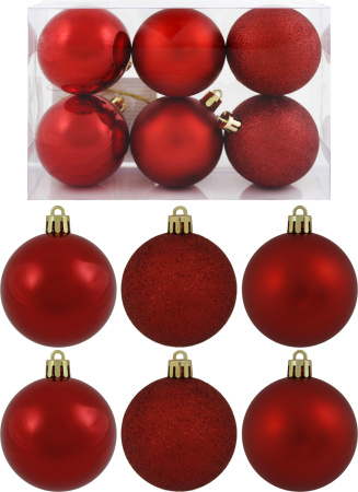 Набор шаров ТАМ-ТАМ красный Д6см 6шт арт.SY2022DG-461-2