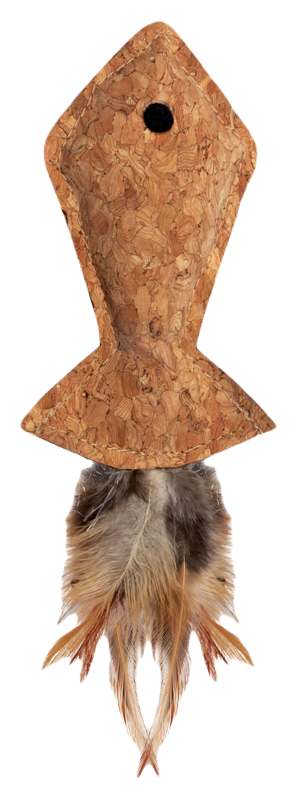 Игрушка для кошек ТРИОЛ Рыбка с перьями из пробки