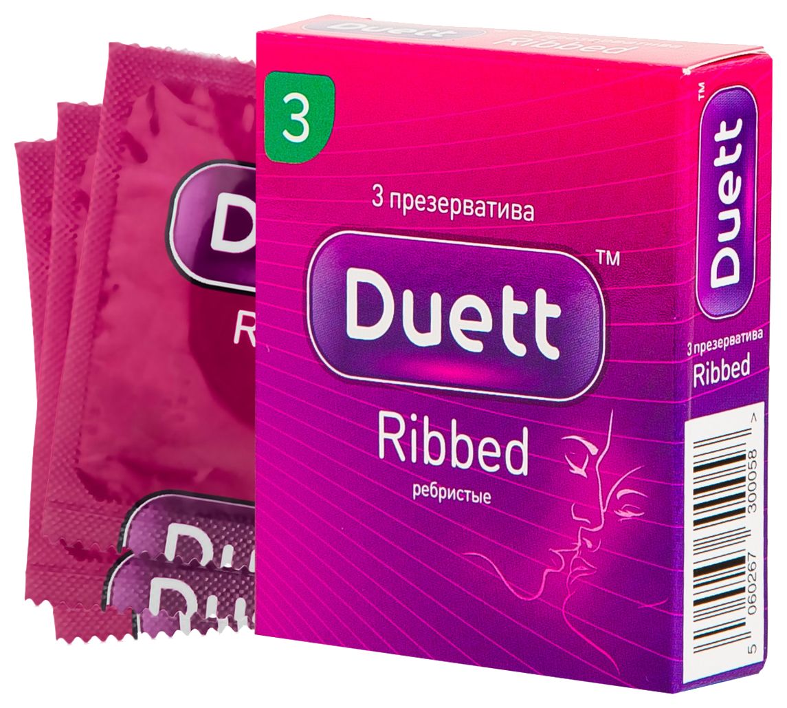 Презервативы ДУЭТ ребристые №3