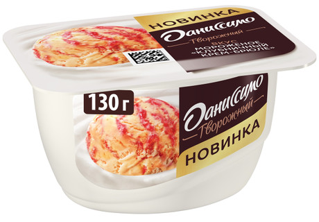 Творожный продукт ДАНИССИМО мороженое клубничный крем-брюле бзмж 5.6% 130г