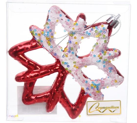 Елочная игрушка СЕРПАНТИН Зимняя снежинка красный