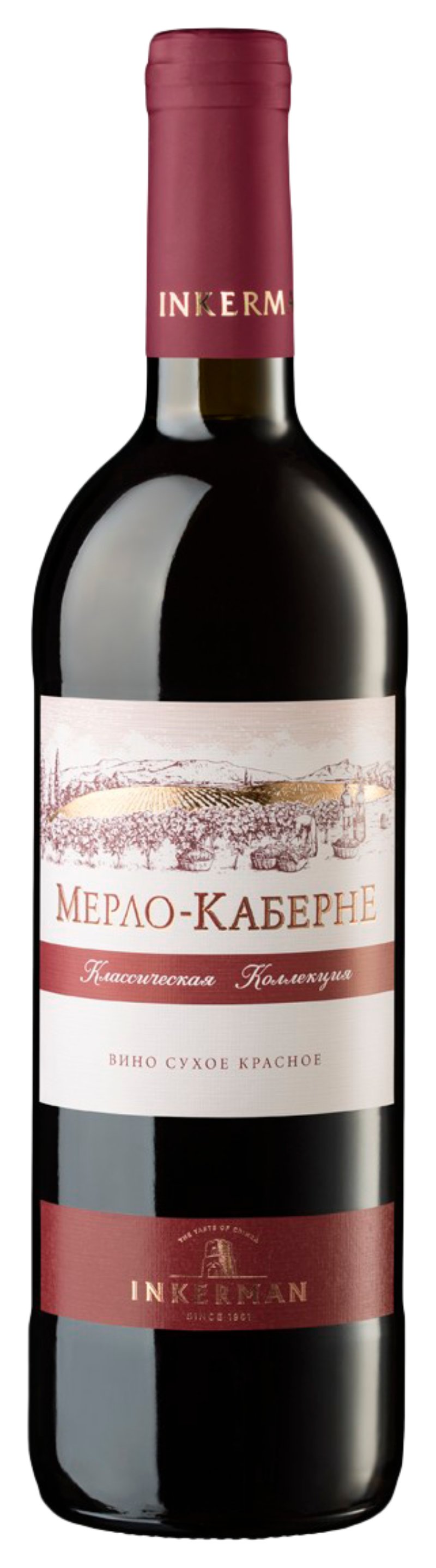 Вино ИНКЕРМАН Мерло Каберне красное сух 10-13% ст/б 0.75л