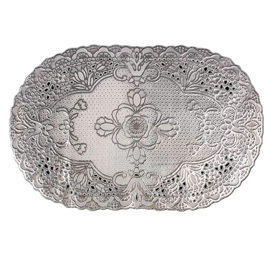 Салфетка столовая НАТАМ ажурная 46*30см серебро ПВХ арт.LX-S7313A