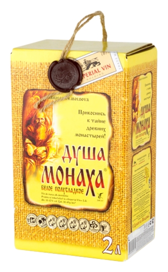 Вино ДУША МОНАХА белое п/сл 10-12% т/пак 2л