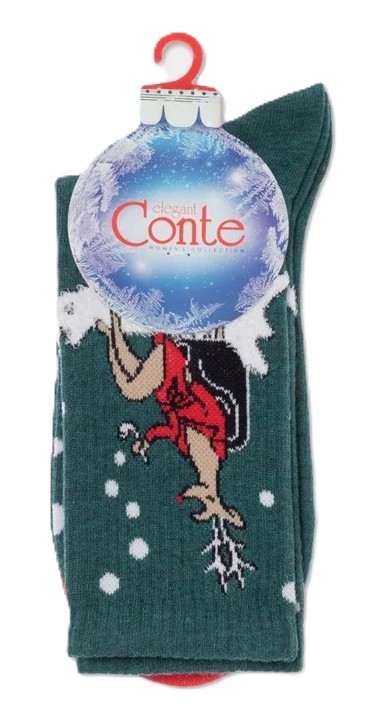Носки женские КОНТЕ Элегант удлиненные темно-бирюзовые р.23-25 арт.426