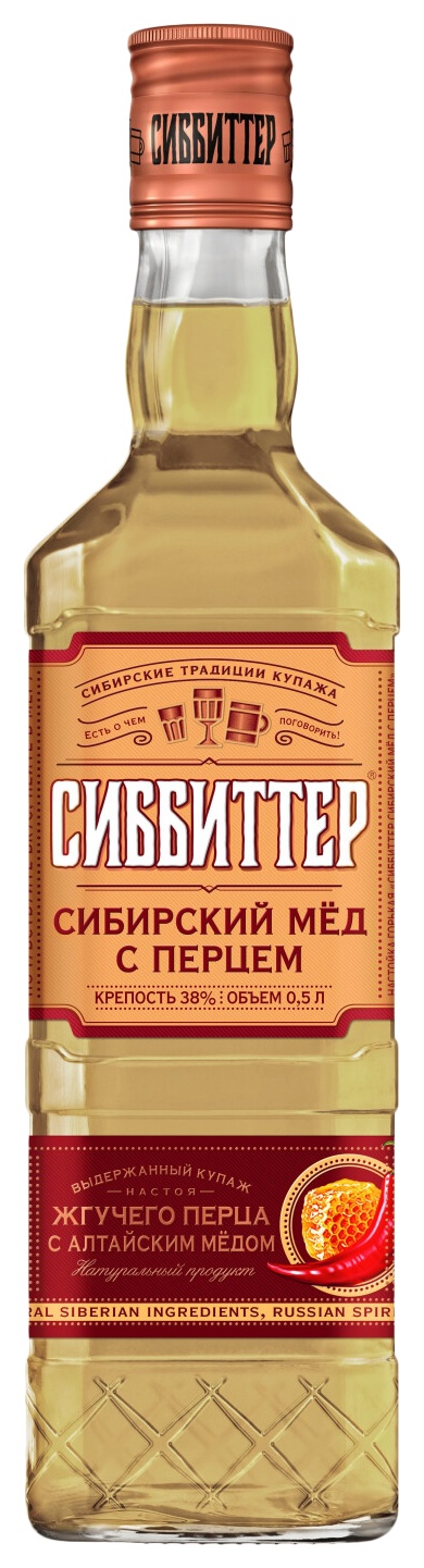 Настойка СИББИТТЕР Сибирский мед с перцем горькая 38% ст/б 0.5л
