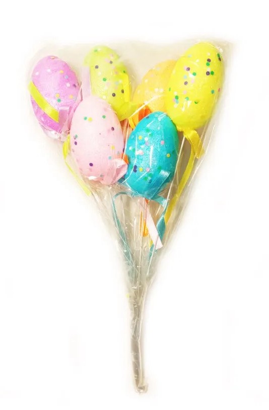 Декор пасхальный СФЕРА Яйца топпер блеск с круглым конфетти 6шт