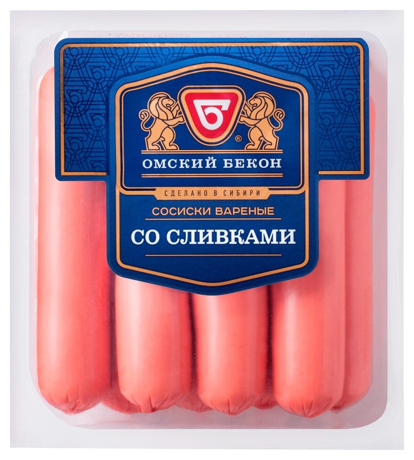 Сосиски ОМСКИЙ БЕКОН со сливками 380г