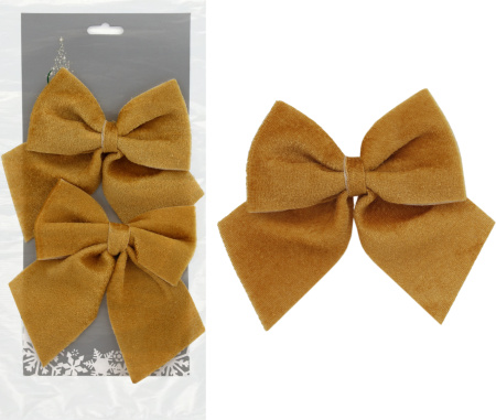 Елочные украшения ТАМ-ТАМ Бантики бархатные желтые 12*1.5*13см 2шт арт.BX22103111-2