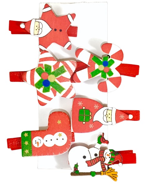 Прищепки новогодние СФЕРА ассорти деревянные 6шт арт.3-0052