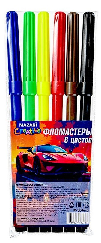 Фломастеры МАЗАРИ Машина 6цв арт.M-5047-6