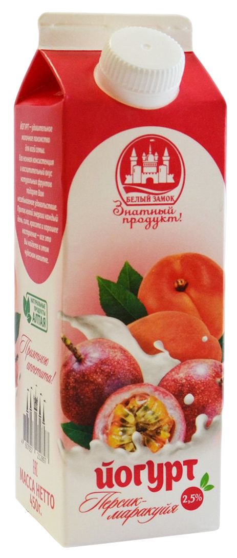 Йогурт БЕЛЫЙ ЗАМОК персик маракуйя бзмж 2.5% 450г