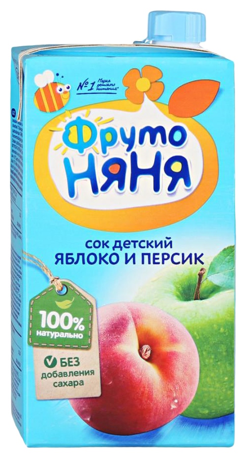Сок ФРУТОНЯНЯ яблоко персик без сахара 0.5л