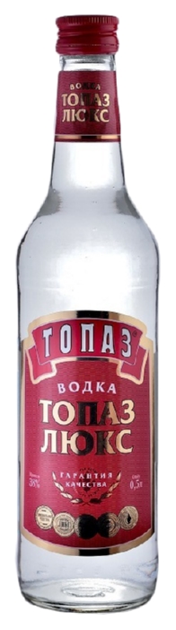 Водка ТОПАЗ Люкс 38% ст/б 0.5л