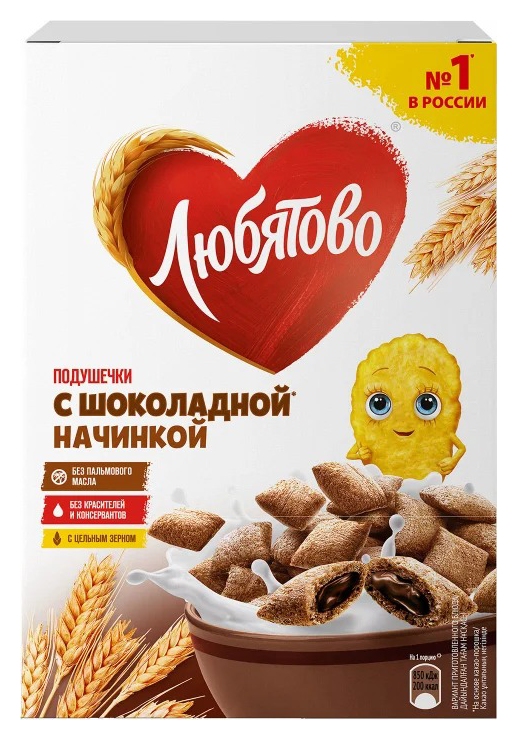 Подушечки ЛЮБЯТОВО с шоколадной начинкой 220г