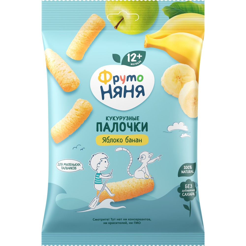 Кукурузные палочки ФРУТОНЯНЯ яблоко банан 20г