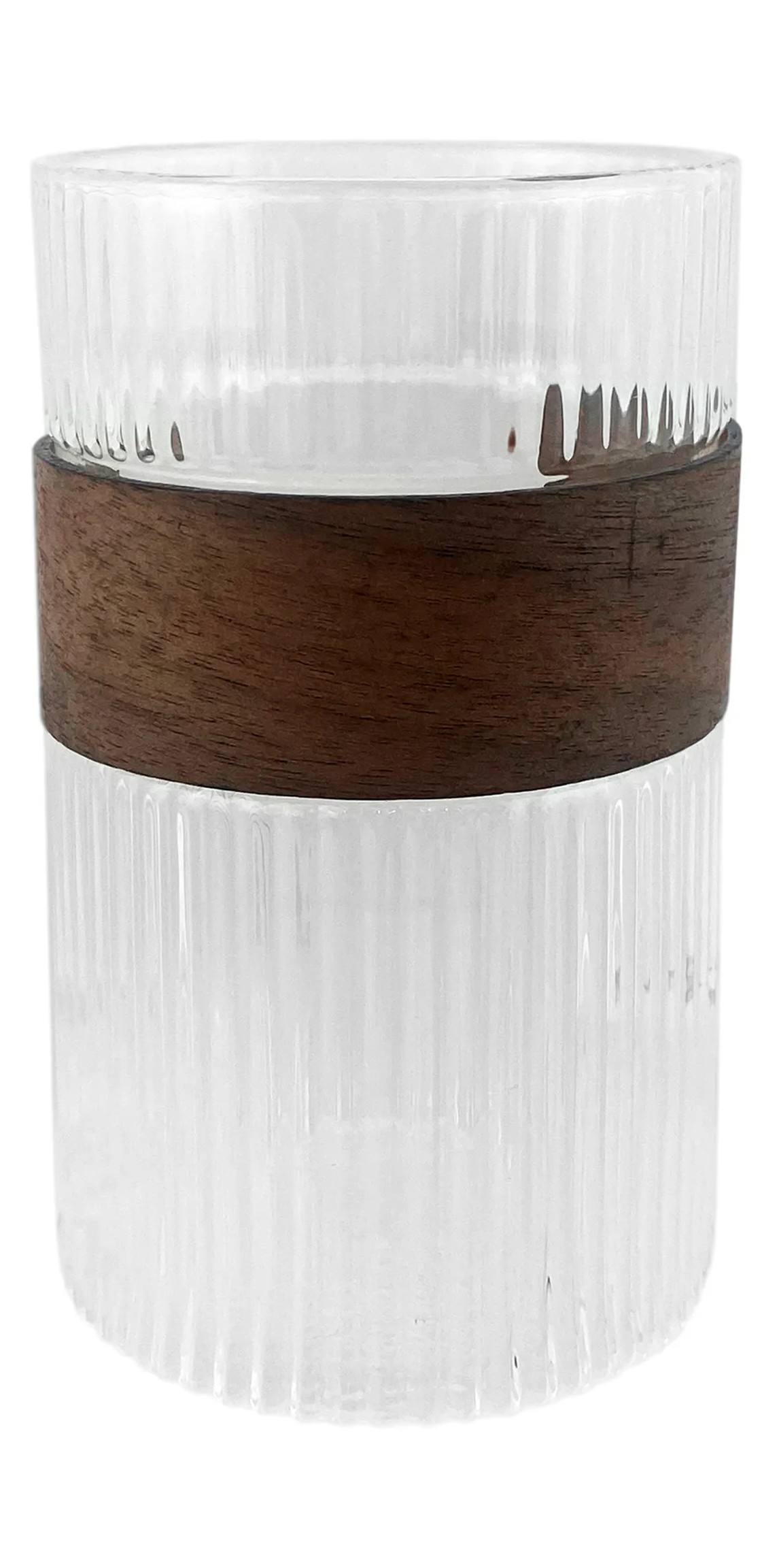 Стакан для напитков АТМИКС ребристый с бамбуковой вставкой 450мл арт.6459-11