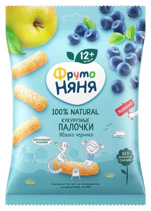 Кукурузные палочки ФРУТОНЯНЯ яблоко черника 20г