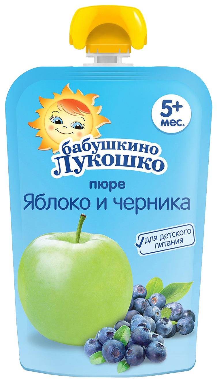 Пюре БАБУШКИНО ЛУКОШКО яблоко черника м/у 90г