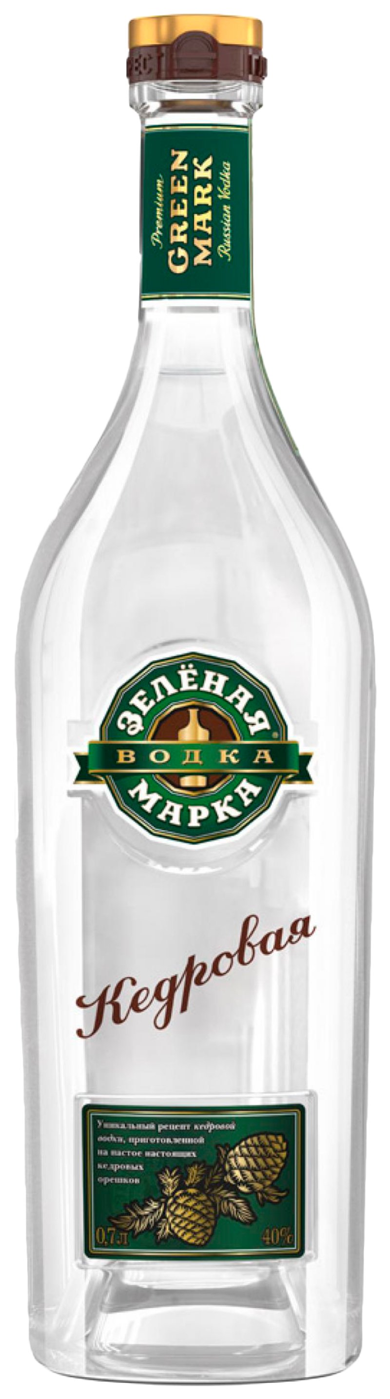 Водка ЗЕЛЕНАЯ МАРКА Кедровая 40% 0.7л