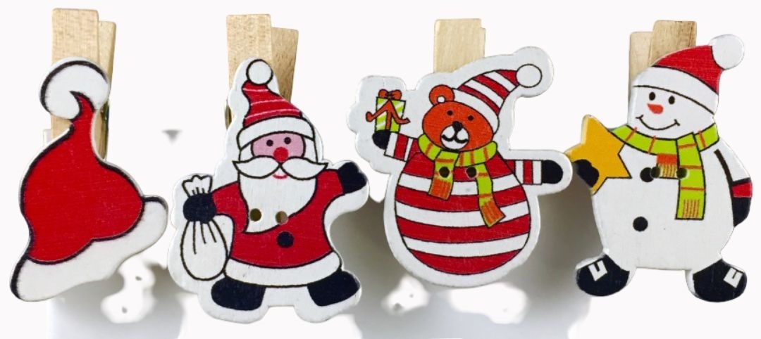 Прищепки новогодние СФЕРА ассорти деревянные 4шт арт.3-0034