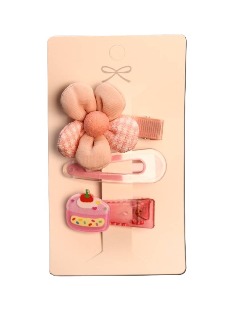 Заколка для волос МИЛОТА Сладкий завтрак розовая 3шт арт.25-XZ4561