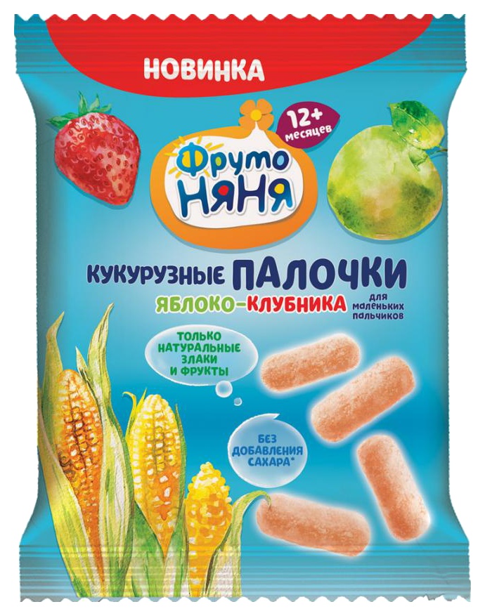 Кукурузные палочки ФРУТОНЯНЯ яблоко клубника 20г