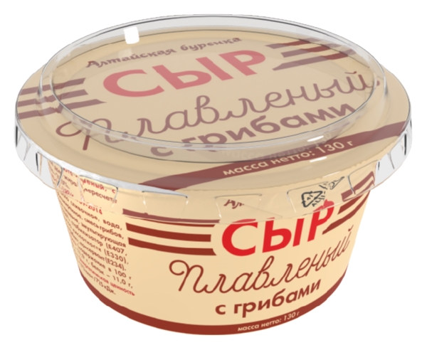 Сыр плавленый АЛТАЙСКАЯ БУРЕНКА из творога с грибами бзмж 35% 130г