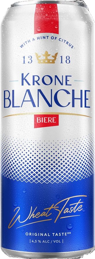 Пивной напиток КРОН БЛАНШ Бир светлый пастер 4.5% ж/б 0.45л