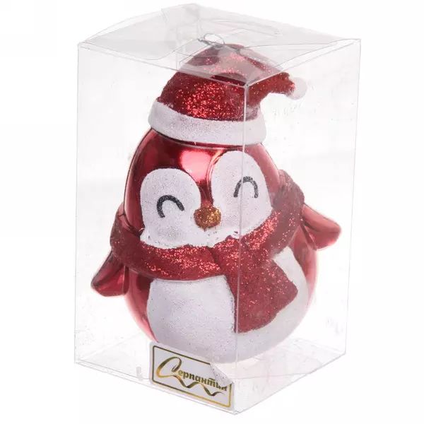 Елочная игрушка СЕРПАНТИН Милый пингвиненок красная