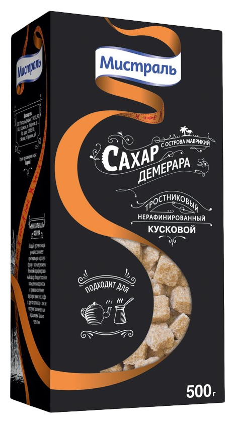 Сахар МИСТРАЛЬ кусковой коричневый карт/уп 500г