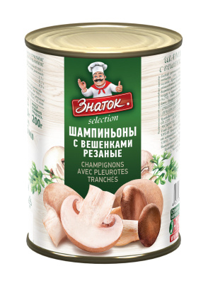Шампиньоны ЗНАТОК с вешенками резаные ж/б 425мл