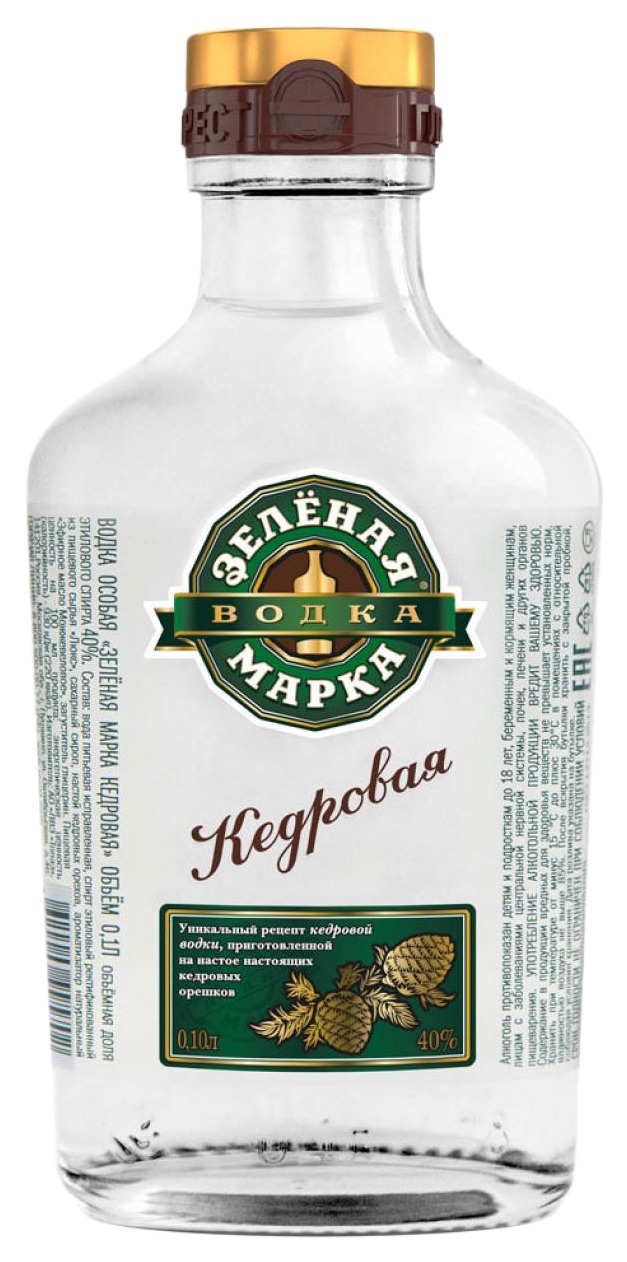 Водка ЗЕЛЕНАЯ МАРКА Кедровая 40% ст/б 0.1л