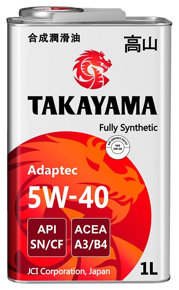 Масло ТАКАЙАМА Адаптек SAE 5W-40 API A3/B4 SN/CF синтетика ж/б 1л