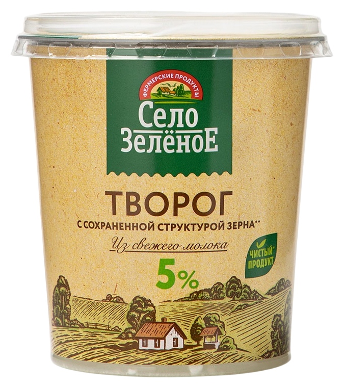 Творог СЕЛО ЗЕЛЕНОЕ зерненый бзмж 5% стакан 220г