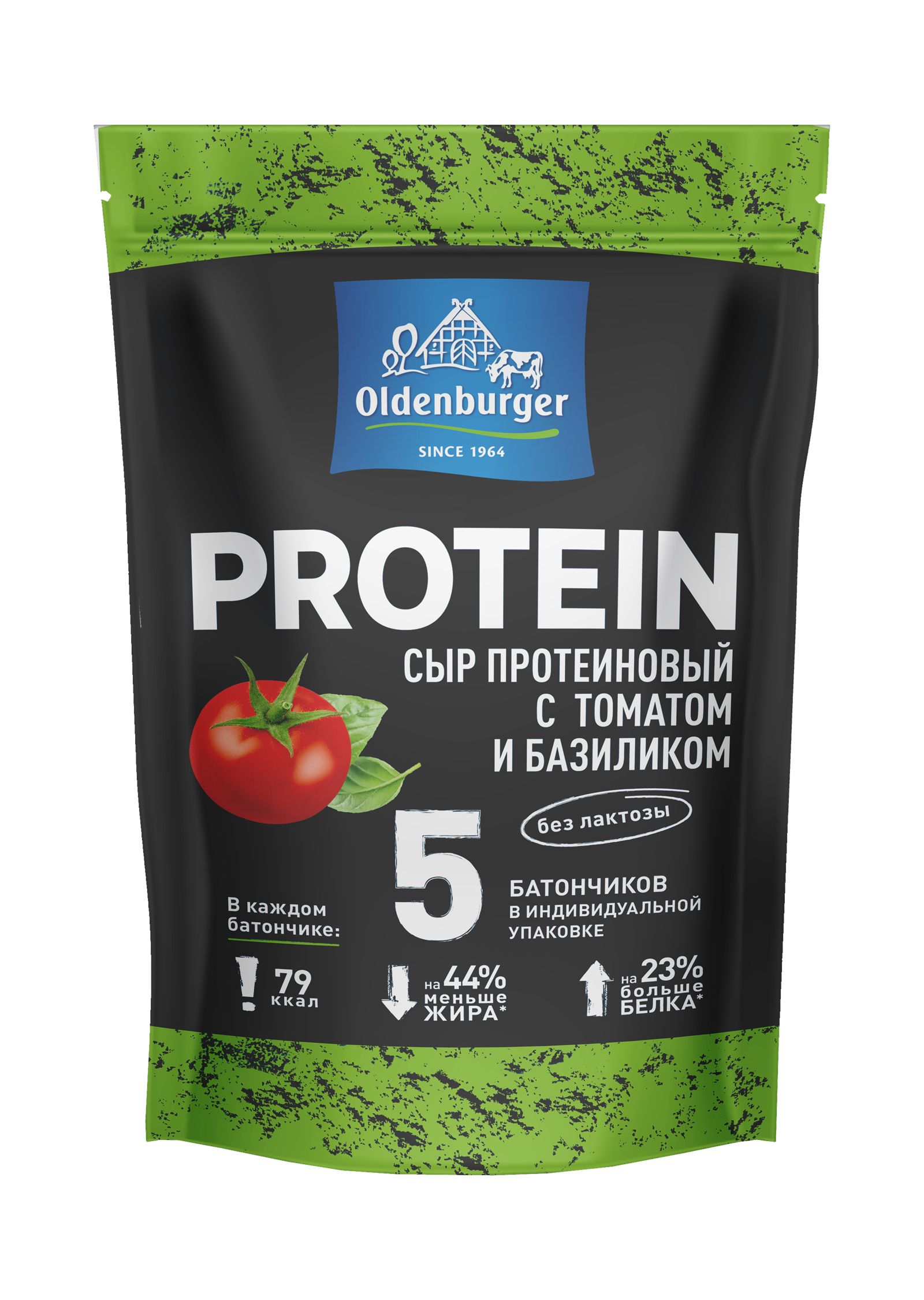 Сыр ОЛДЕНБУРГЕР протеиновый с томатом и базиликом бзмж 30% 150г