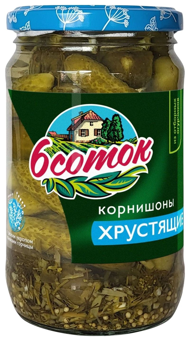 Огурцы ШЕСТЬ СОТОК корнишоны хрустящие ст/б 350мл