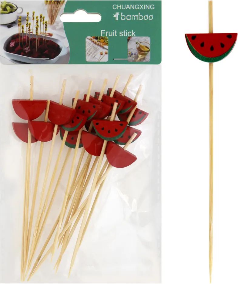 Шпажки бамбуковые Арбуз для канапе 12см 16шт арт.160