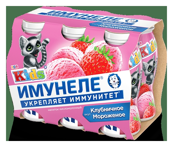 Кисломолочный напиток ИМУНЕЛЕ Клубничное мороженое бзмж 1.5% 100г
