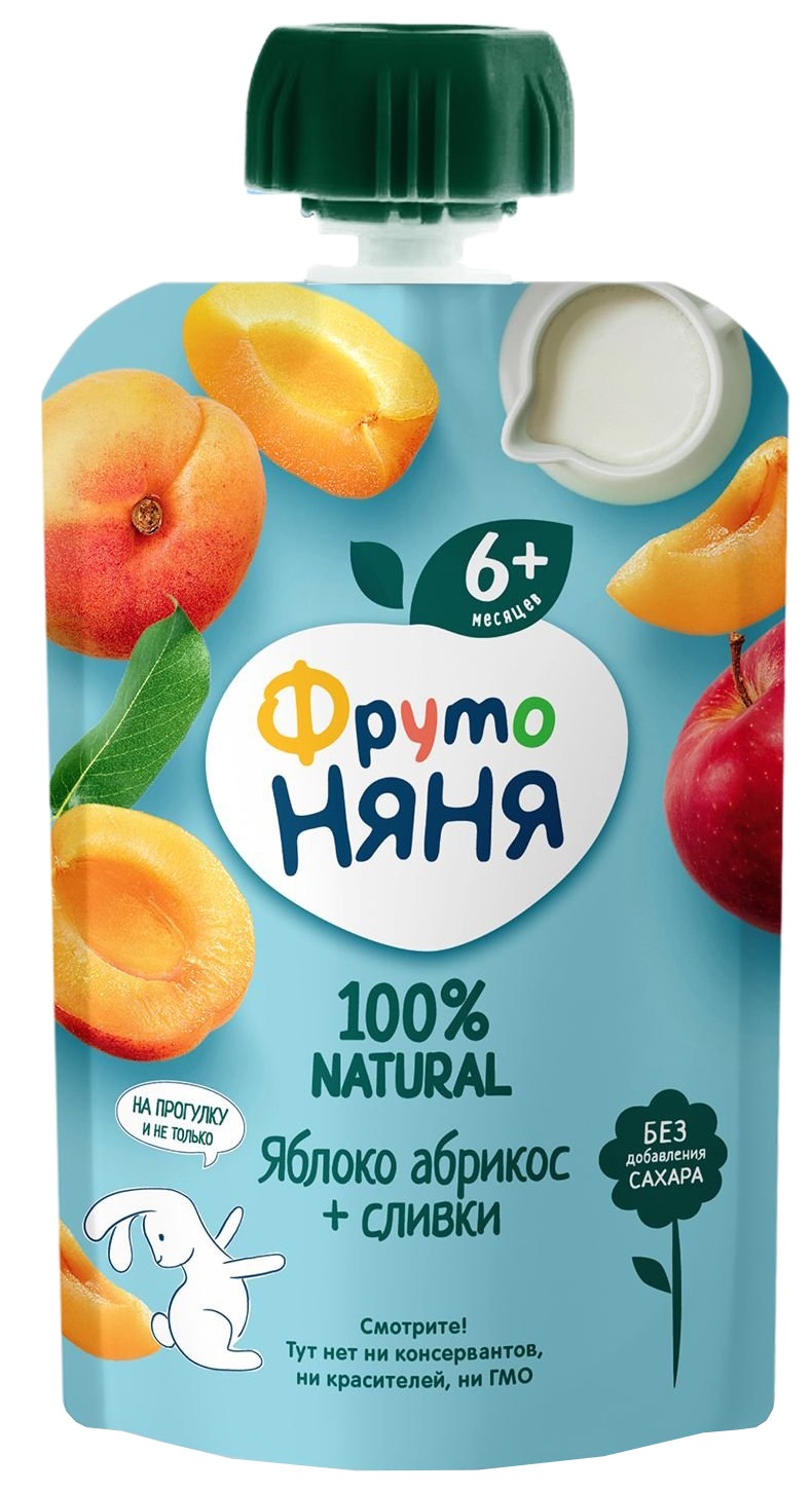 Пюре ФРУТОНЯНЯ из яблок и абрикосов со сливками бзмж м/у 90г