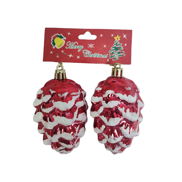 Елочное украшение СФЕРА Шишка красное 8см 2шт арт.12-0007-1