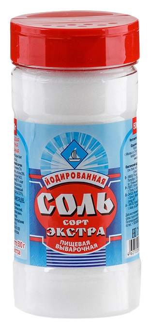 Соль выварочная йодированная пэт 500г