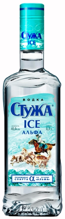 Водка СТУЖА Айс Альфа 40% ст/б 0.5л